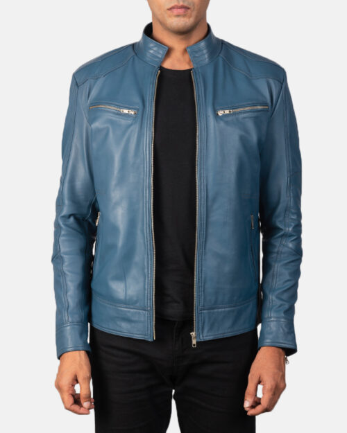 Mack Blue Leather Biker Jacket